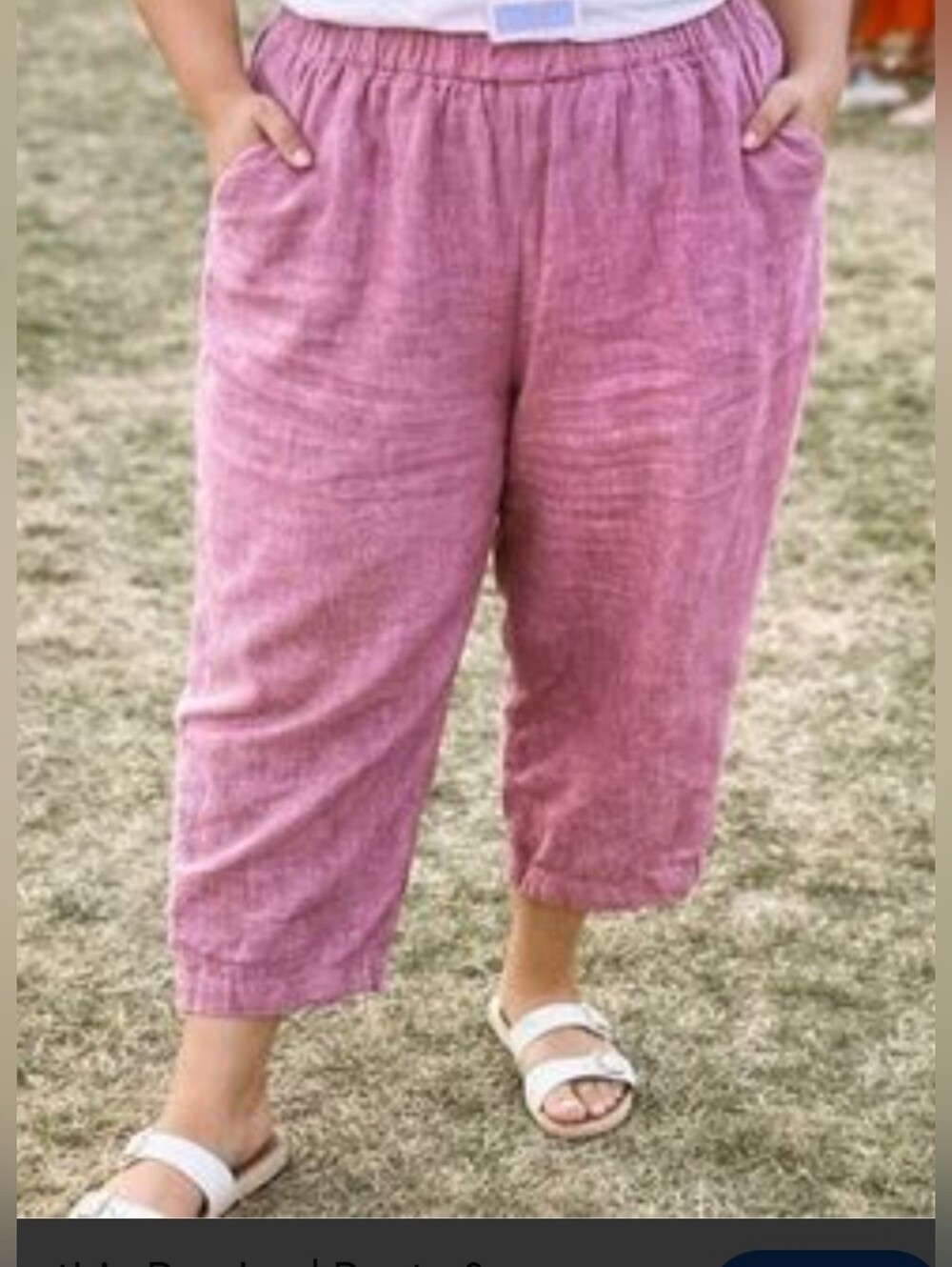 Cynthia Rowley Pink Elastic-Waist Linen Blend Pants Size XL